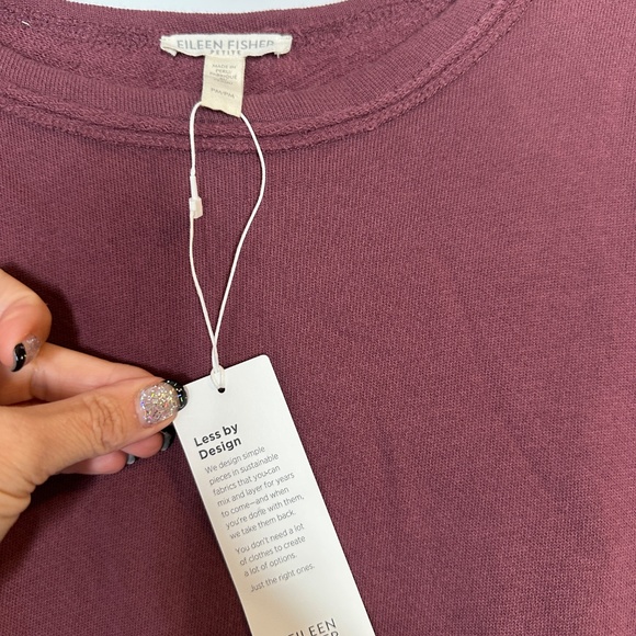 Eileen Fisher Crew Neck Box Top – Fig Burgundy – NWT Petite Medium – MSRP $148 - Picture 2 of 2
